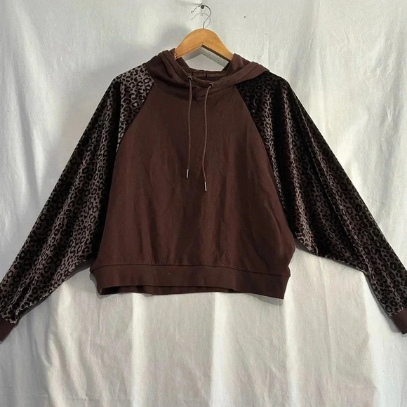 Victoria's Secret Sport Brown Leopard Print Hoodie Medium - Picture 1 of 5